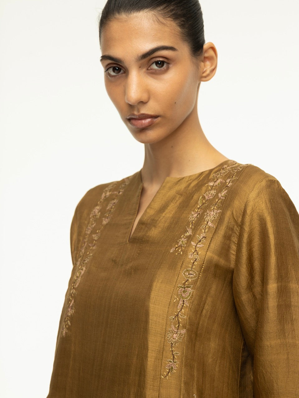 Sozani Embroidered Pleated Dress
