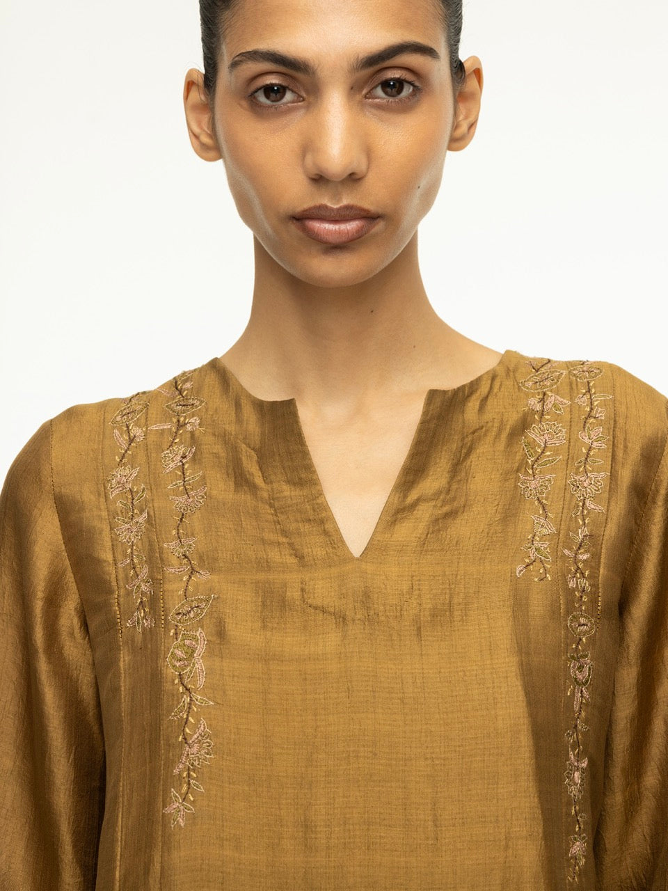 Sozani Embroidered Pleated Dress