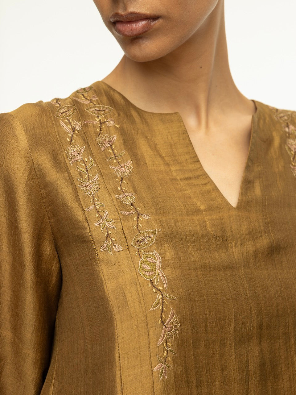 Sozani Embroidered Pleated Dress