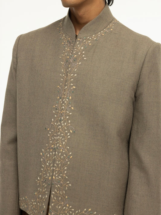 Embroidered Trim Wool Jacket