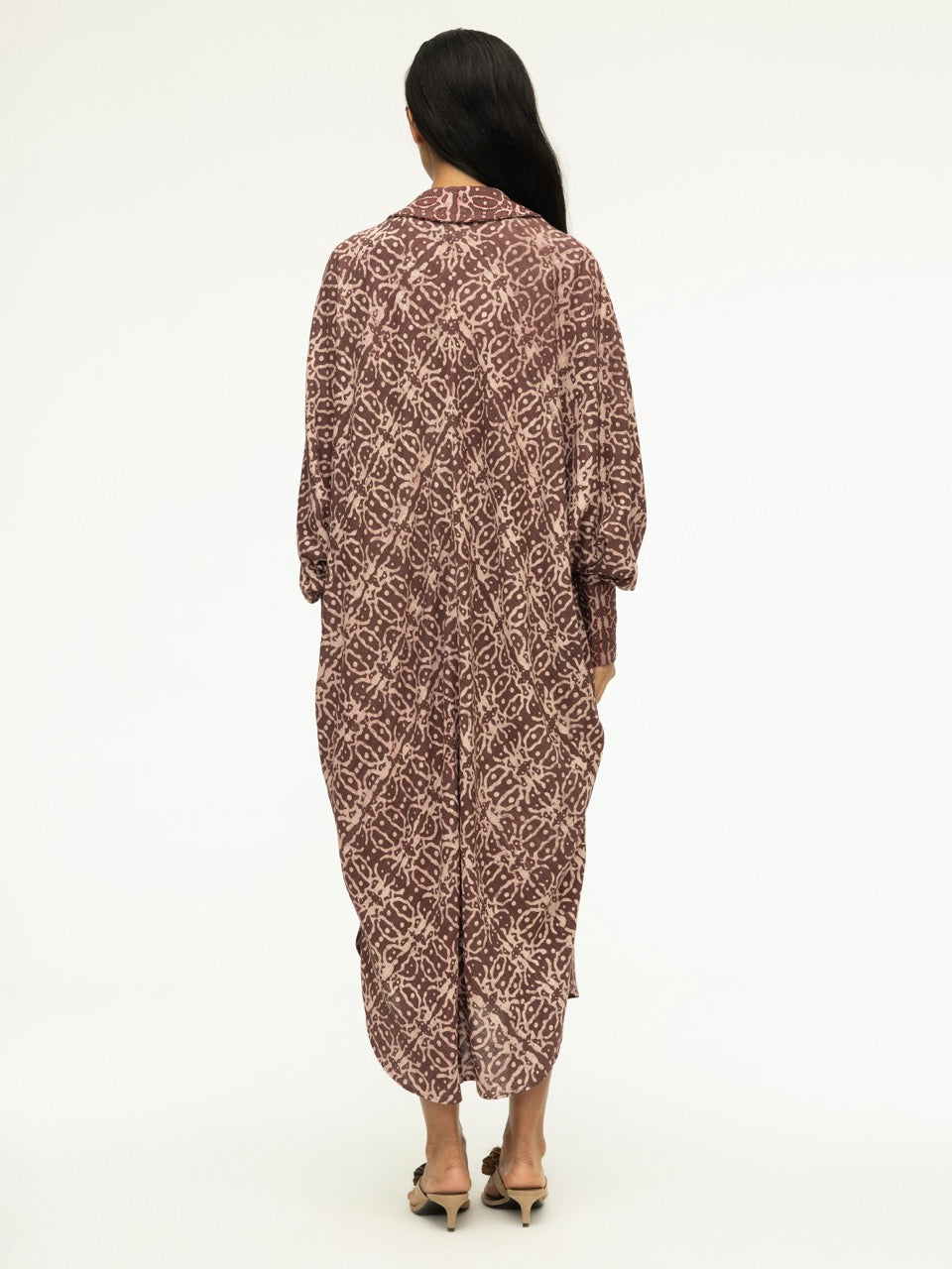 Dabu-Printed Beaded Collar Dress