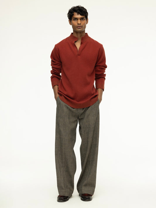 Oversized Open Collar Woolen Sweater