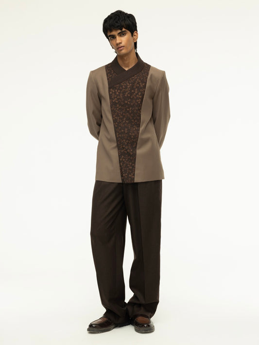 Two-Tone Overlap Wool Jacket