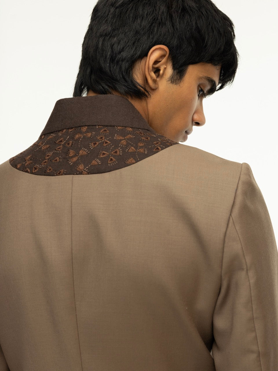 Two-Tone Overlap Wool Jacket
