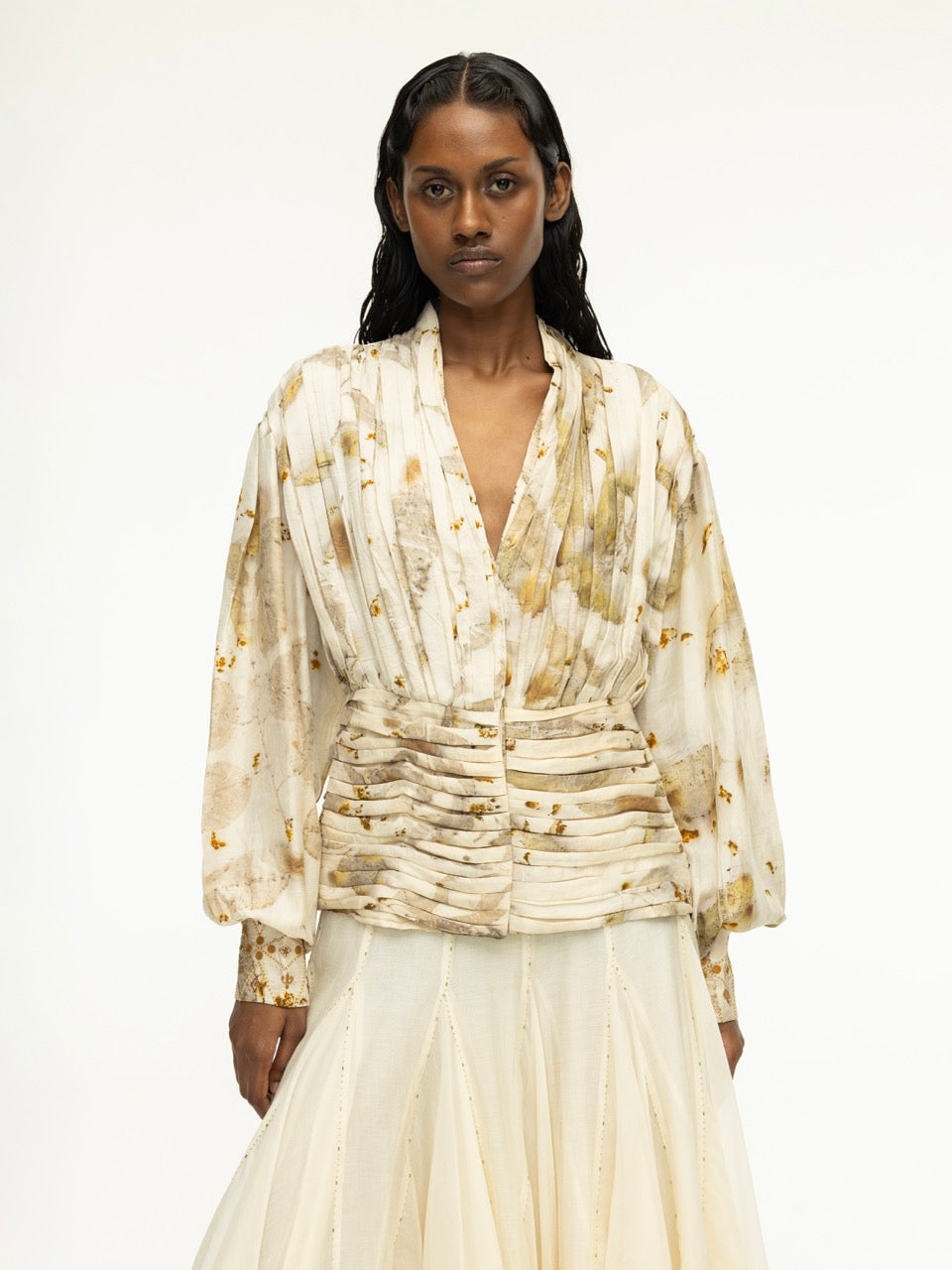 Hand-Beaded Panel Skirt