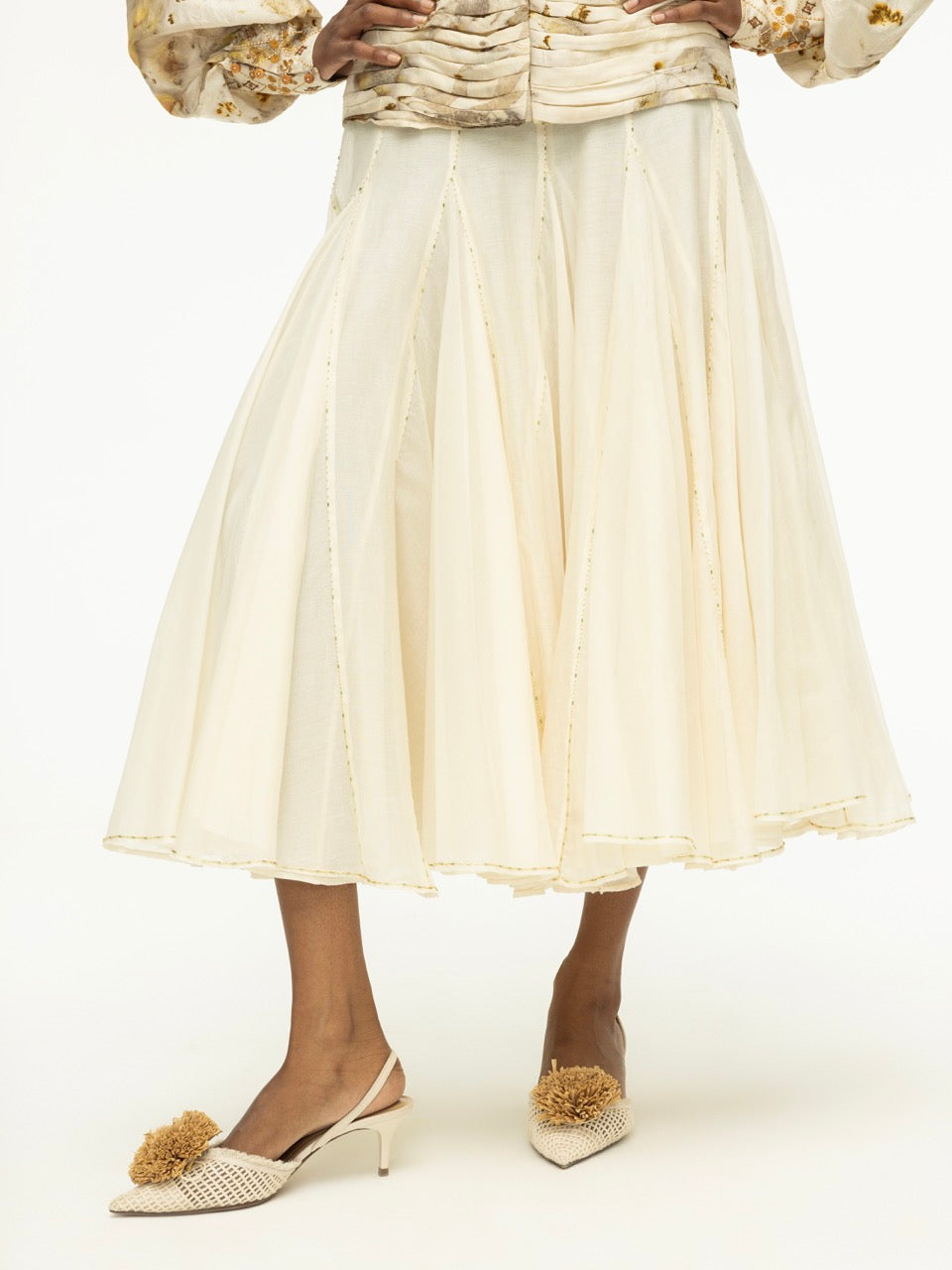 Hand-Beaded Panel Skirt