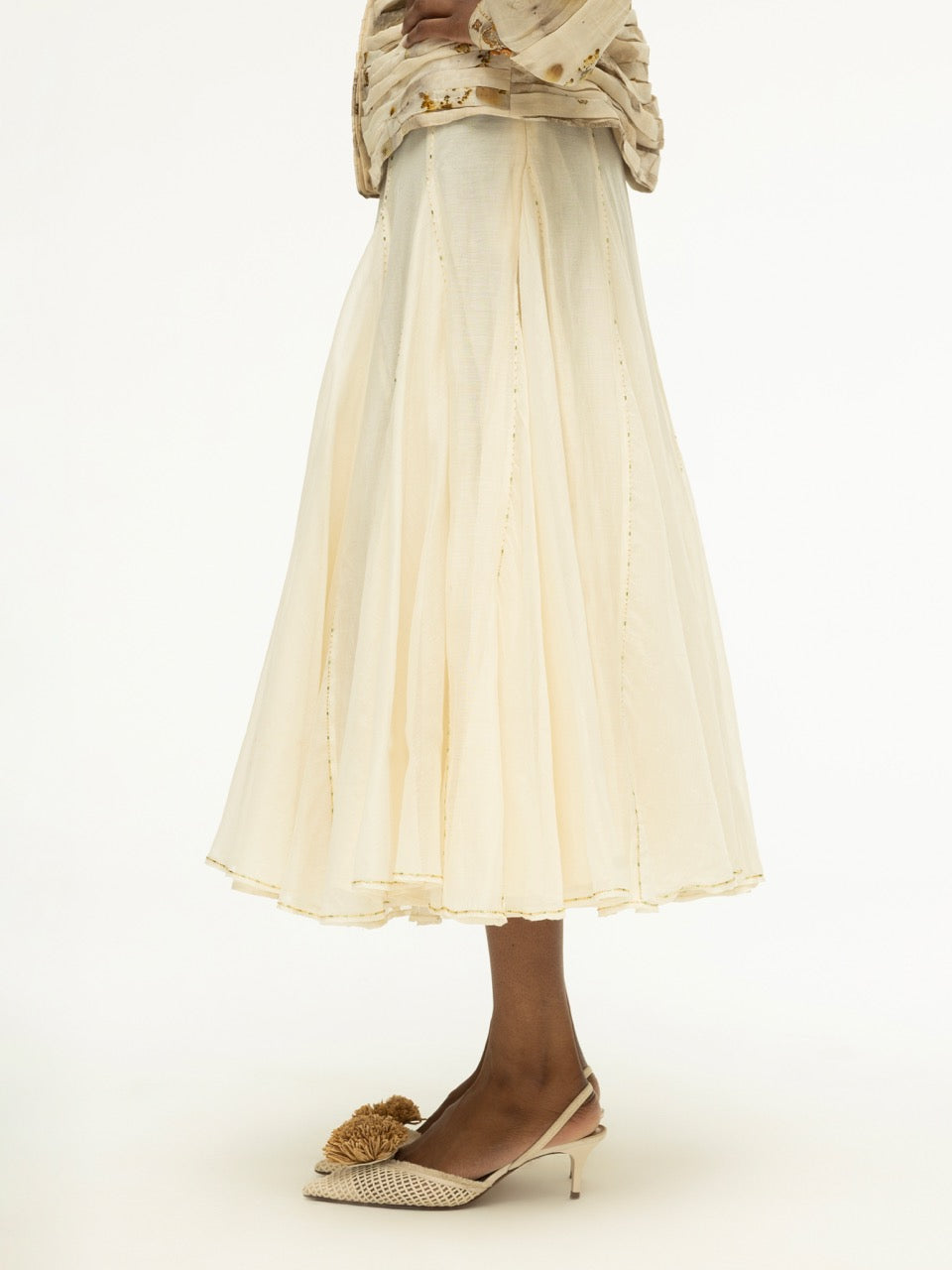 Hand-Beaded Panel Skirt