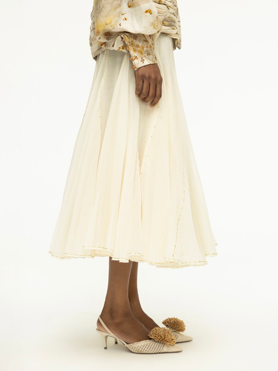 Hand-Beaded Panel Skirt