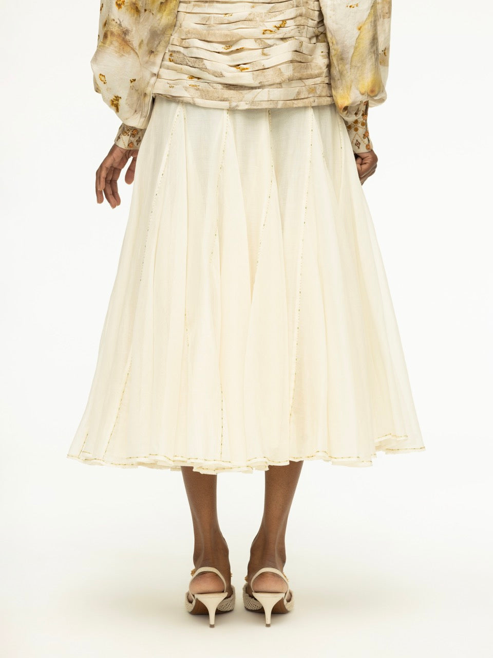 Hand-Beaded Panel Skirt