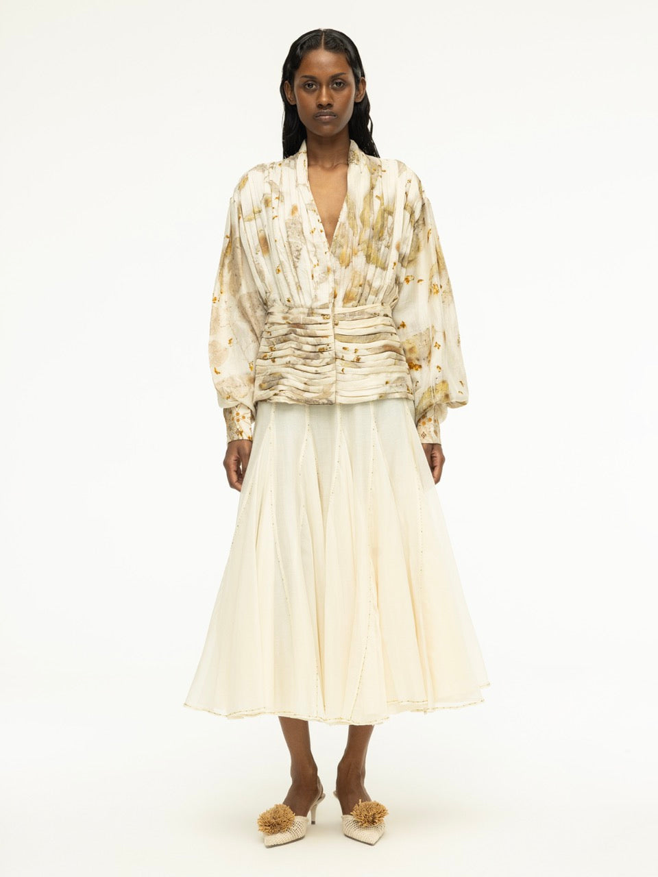 Hand-Beaded Panel Skirt