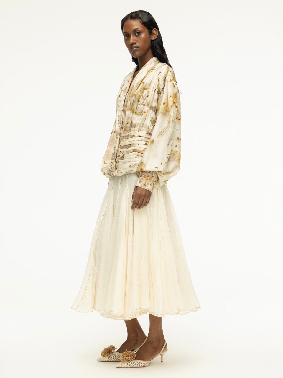 Hand-Beaded Panel Skirt