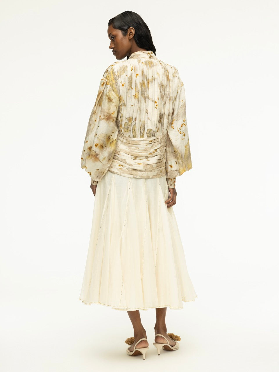 Hand-Beaded Panel Skirt