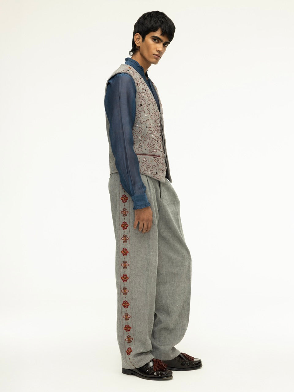 Embellished Squiggle Denim Vest