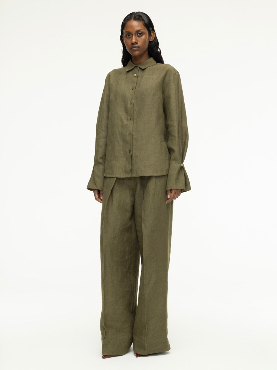 Handwoven Linen Wide-Leg Pants