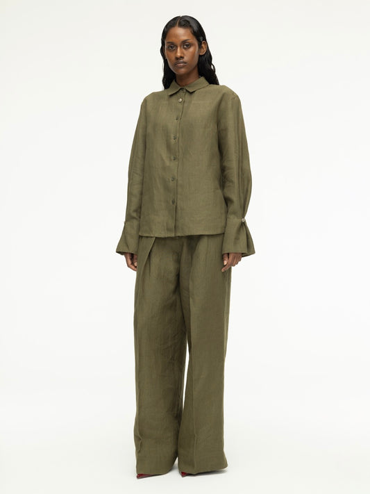 Handwoven Linen Wide-Leg Pants