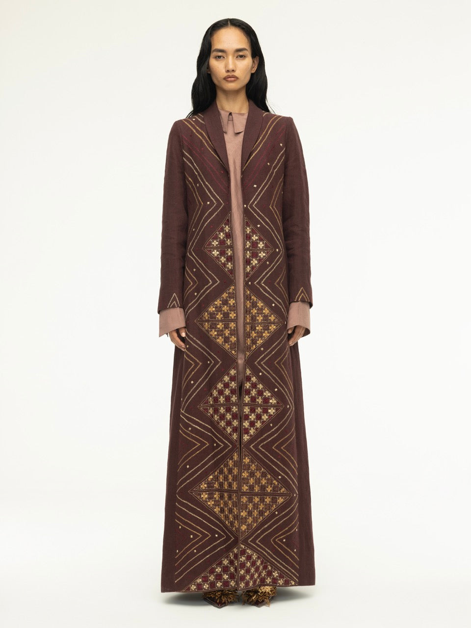 Phulkari Linen Long Archival Jacket