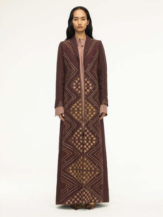 Phulkari Linen Long Archival Jacket
