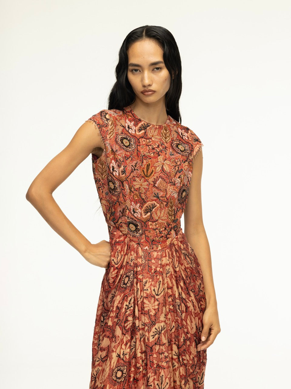 Archival Ajrakh Hand-Embroidered Dress